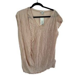 Bar III Womens XXL Light Pink Short Sleeve V-Neck Top 60% Pima Cotton